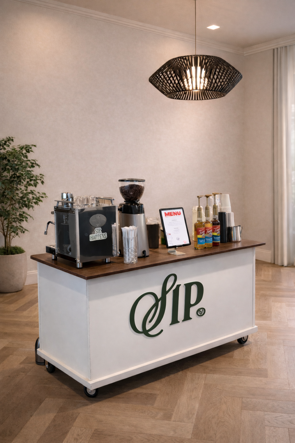SIP. mobile café cart set up for an event